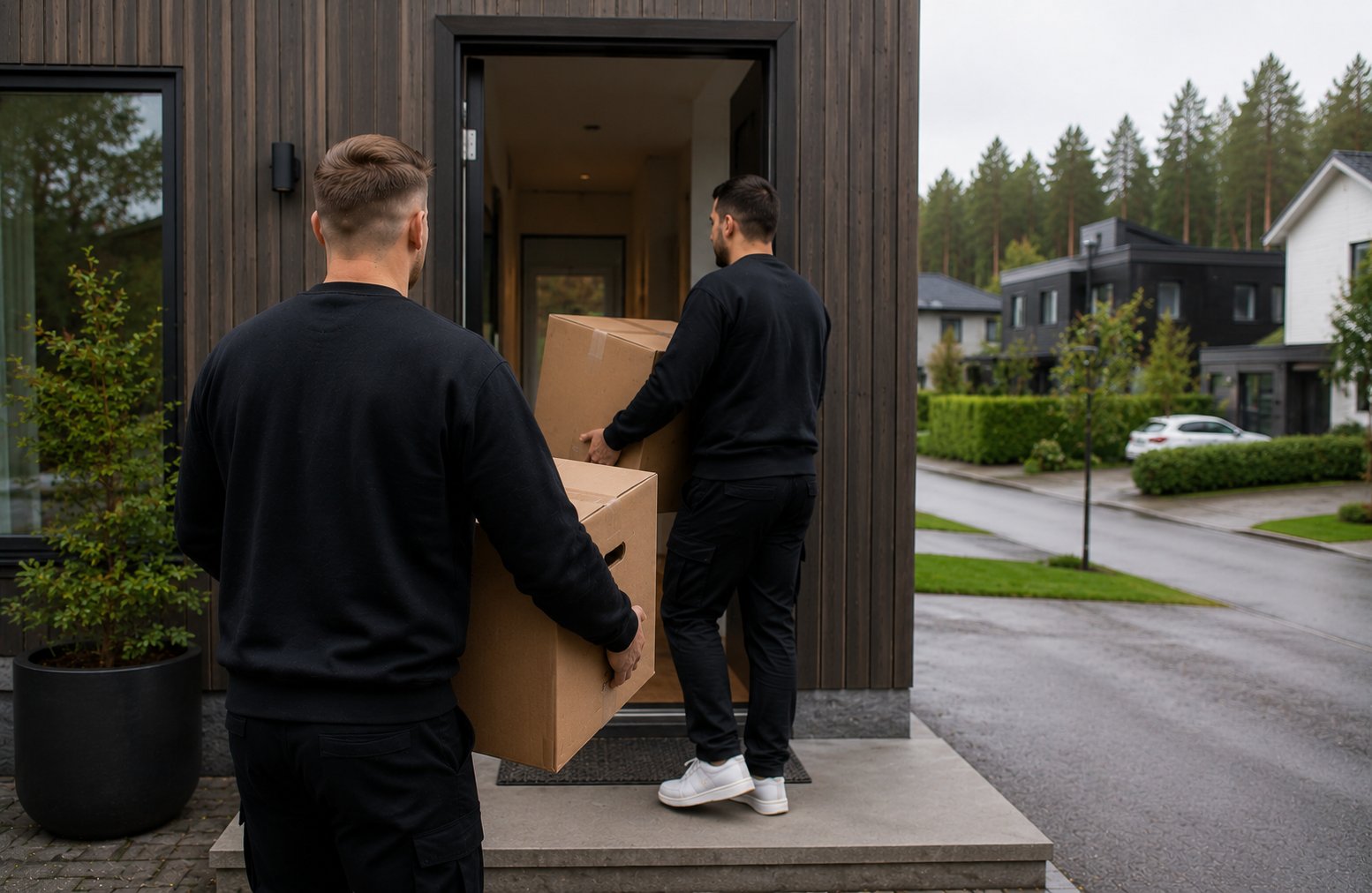 Flyttebyrå Kolbotn — flyttere laster møbler i flyttebil i Kolbotn