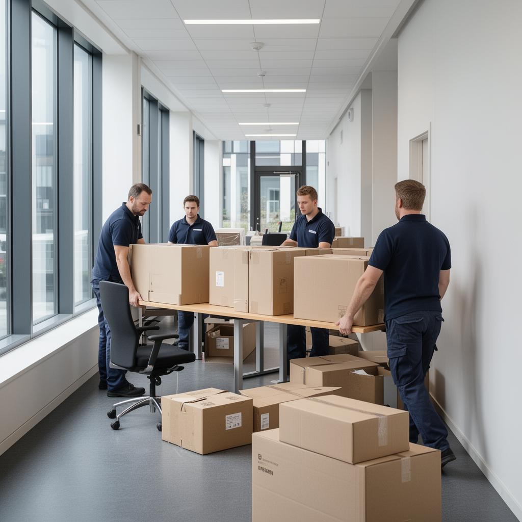 Flytte kontor i Oslo — flyttebyrå pakker og bærer kontormøbler i Oslo-kontor