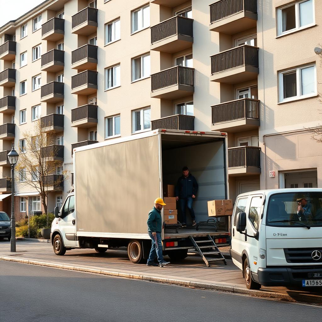Flyttebyrå Lillestrøm — flyttere laster flyttebil i Lillestrøm